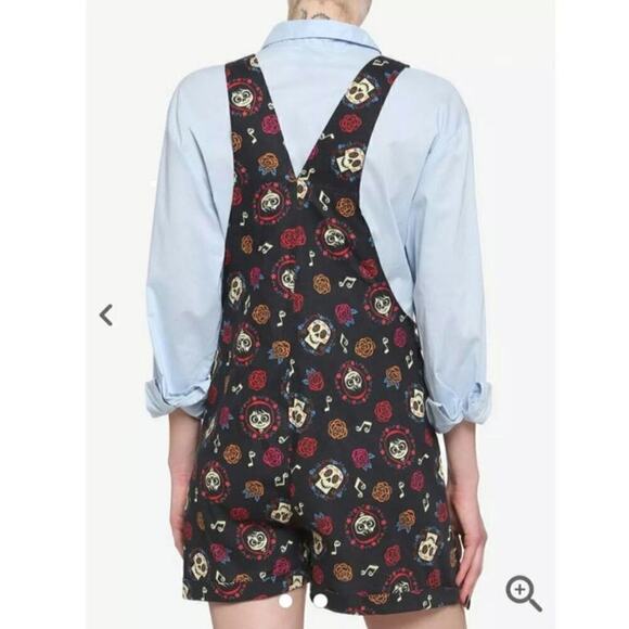 NWOT DISNEY PIXAR Coco Sugar Skull Linen Blend Overalls Plus Size 1 - Picture 3 of 11